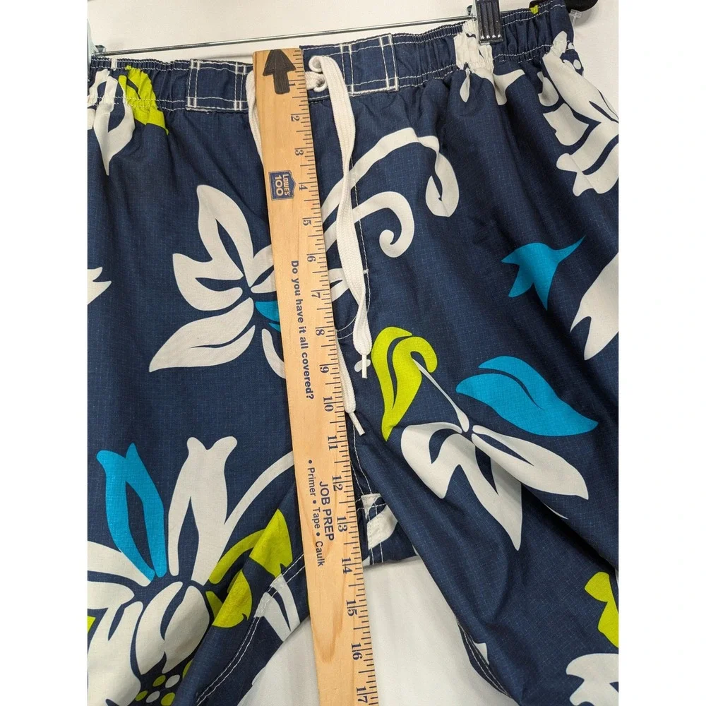 Kanu Surf Mens Swim‎ Trunks Board Shorts Navy Floral Print Cargo Pockets Size L